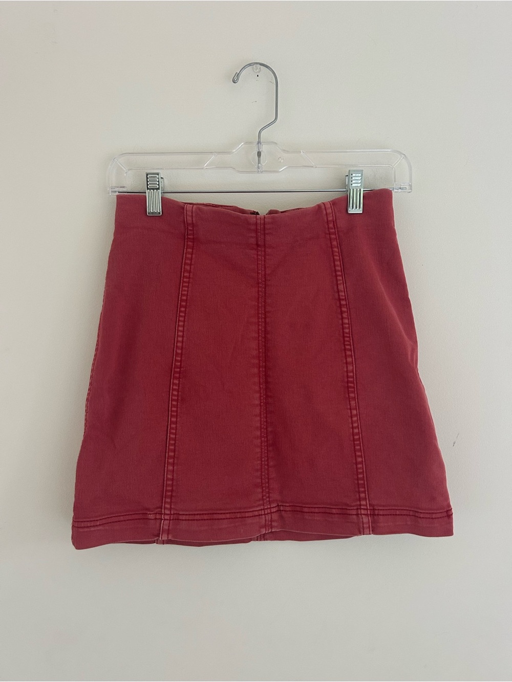 Free People Rose-Red Paneled Mini Skirt